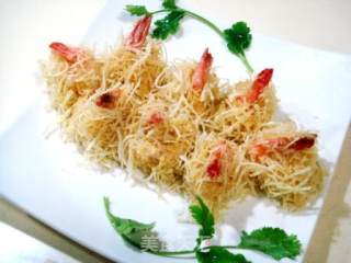 Combination of Chinese and Western "golden Prawns" recipe