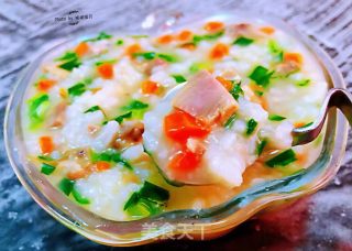 #快手饭#pig's Head Meat, Leek and Carrot Porridge recipe