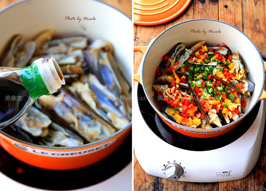Braised Razor Clam with Colored Pepper recipe