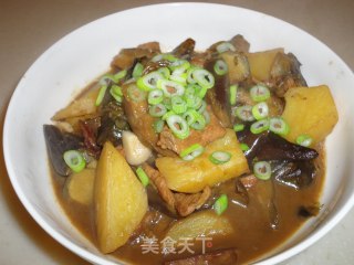 Pork, Eggplant and Potato Stew Vermicelli recipe