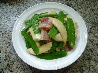 Stir-fried Snow Peas with Dried Rice and Pork recipe