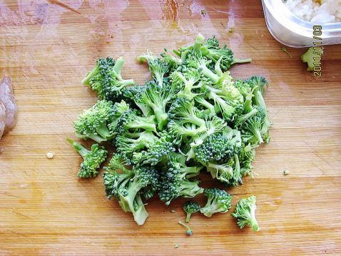 Fried Rice with Broccoli Shrimp Ball and Egg recipe