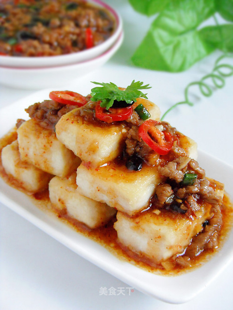 Cheap and Nutritious Appetizer—tofu with Spicy Minced Pork Sauce recipe