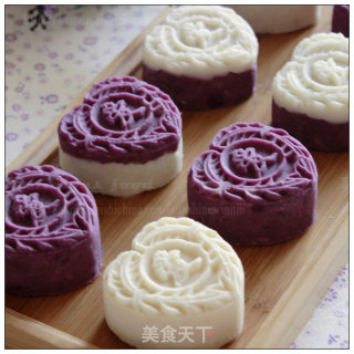 No-bake Healthy Mid-autumn Mooncakes-----purple Sweet Potato and Yam Bean Paste Mooncakes recipe