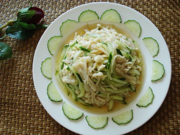 Enoki Mushroom and Cucumber Salad recipe