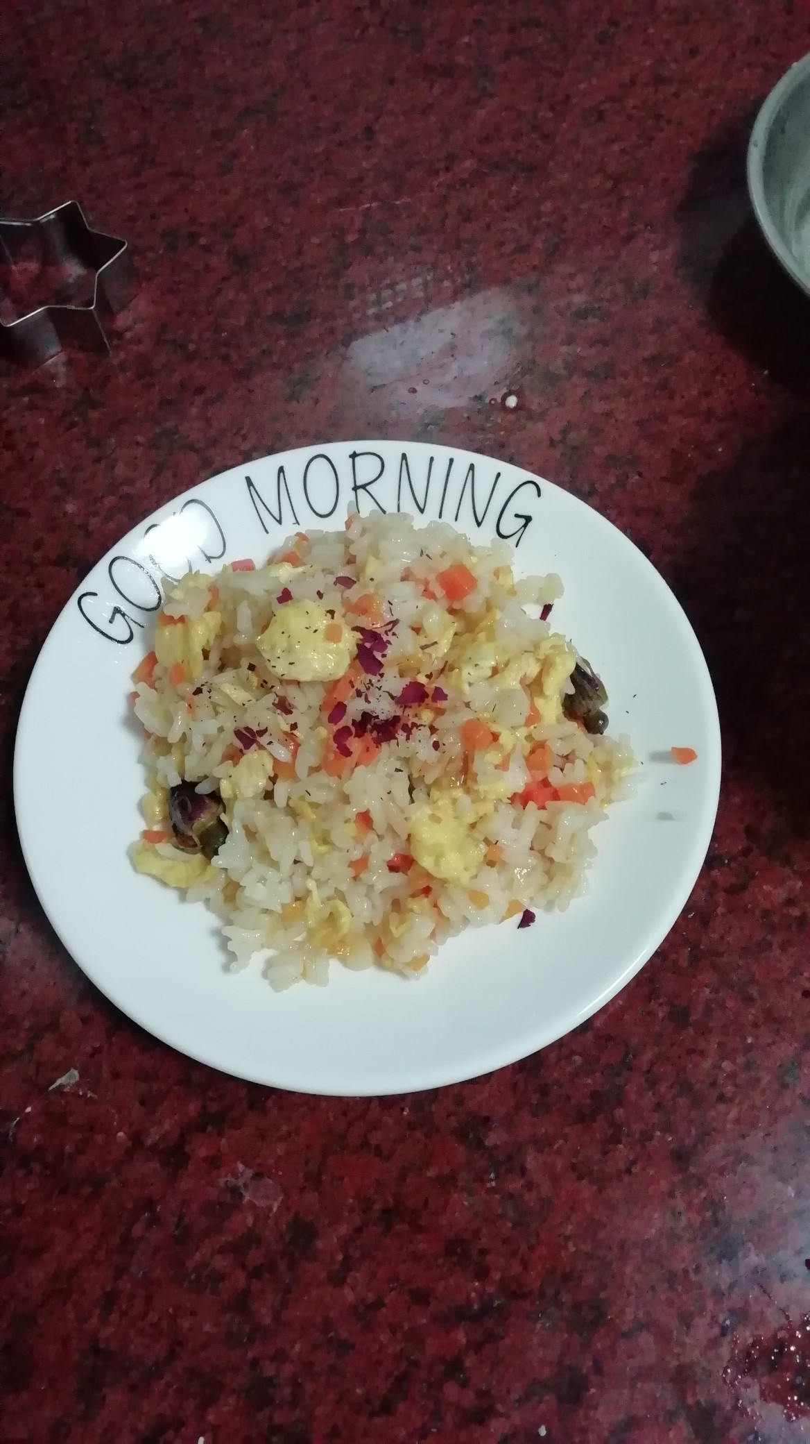 Fried Rice with Rose Flower and Egg recipe