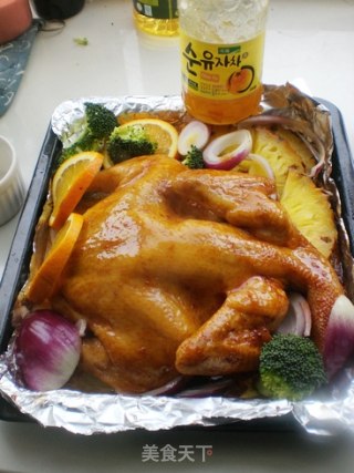 Lucky Fortune-roasted Chicken with Pomelo Honey and Pineapple recipe