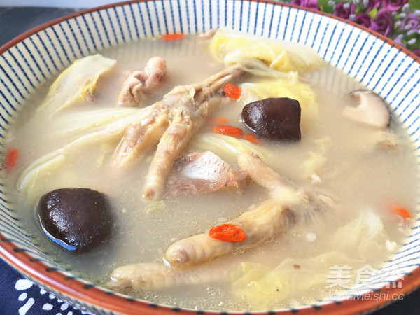 Mushroom and Choy Sum Chicken Feet Soup recipe
