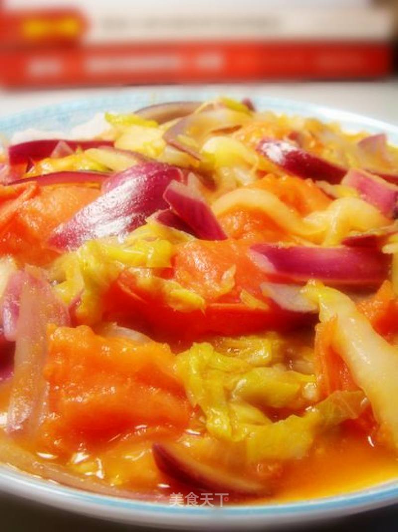 Stewed Cabbage with Onion and Tomato recipe