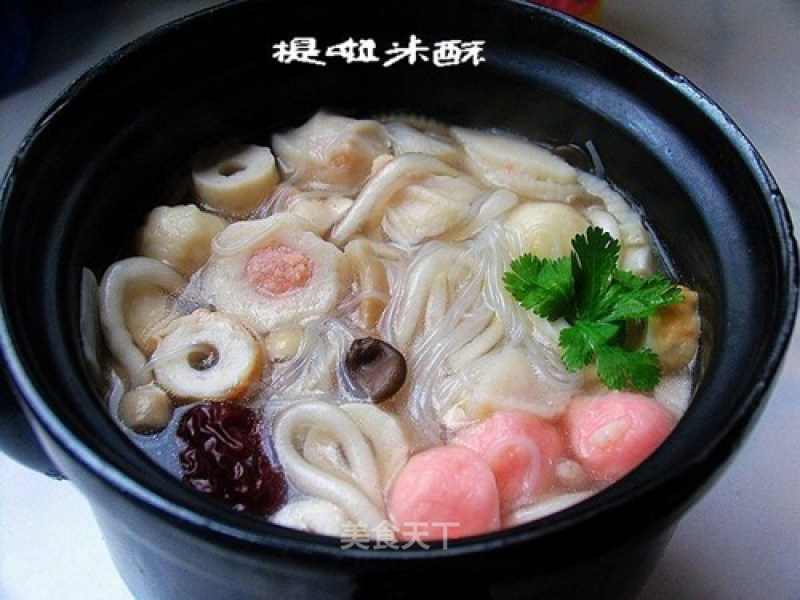 Mushroom Soup Double Noodle Fish Ball