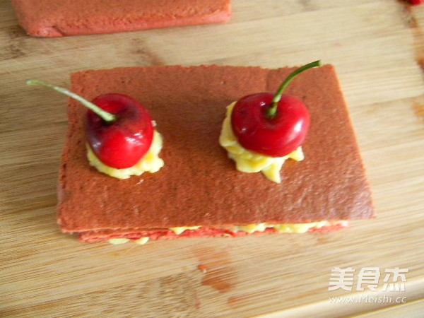 Red Velvet Cherry Custard Cake recipe