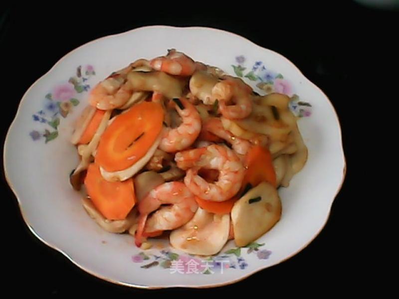 Fried Prawns with Coprinus Mushrooms recipe
