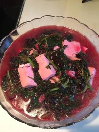 Tofu Stewed with Garlic and Amaranth recipe