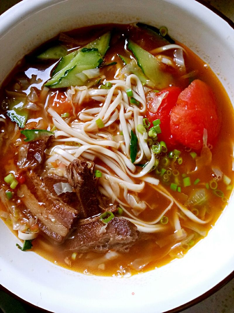 Hot Noodle Soup with Leftover Meat (steamed Meat) recipe