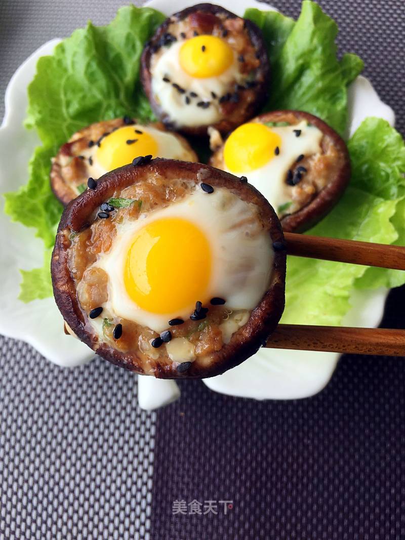 #aca烤明星大赛#oil-free Shiitake Mushrooms Stuffed with Minced Meat Quail recipe