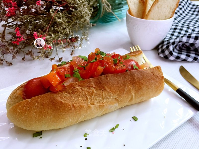 Hot Dog Sandwich with Salsa