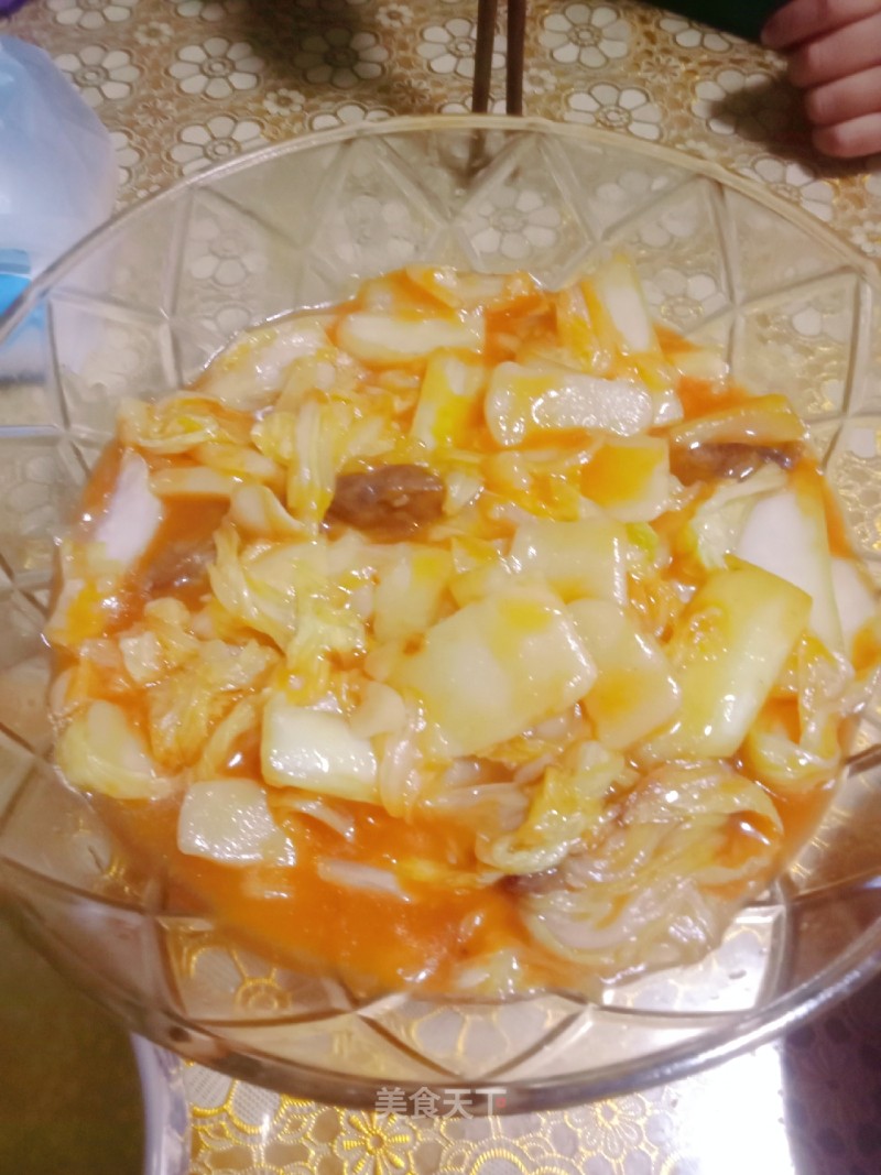 Fried Rice Cake with Dried Intestines recipe