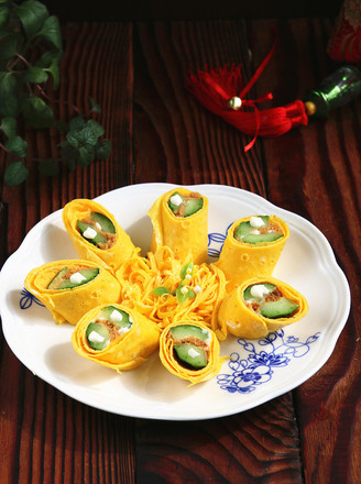 Pork Floss Cucumber Omelet recipe