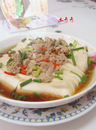Steamed Tofu with Light Soy Sauce Minced Pork recipe