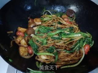 Fried Noodles with Fish Balls and Vegetables recipe