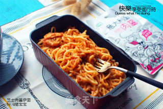 Noodles with Cheese Meat Sauce recipe