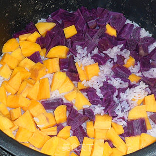Sweet Potato and Purple Potato Steamed Rice recipe