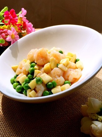 Fried Shrimp with Peas recipe