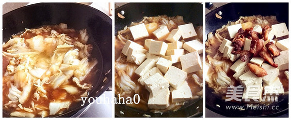 Stewed Cabbage Tofu with Fat Residue recipe