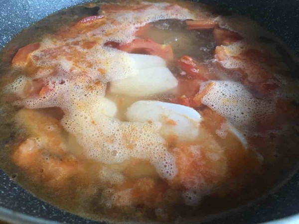 Tomato and Egg Soup Rice Cake recipe