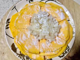 #吉祥年菜#golden and Silver Full House Fumancang~steamed White Fungus with Coconut Fragrant Pumpkin recipe