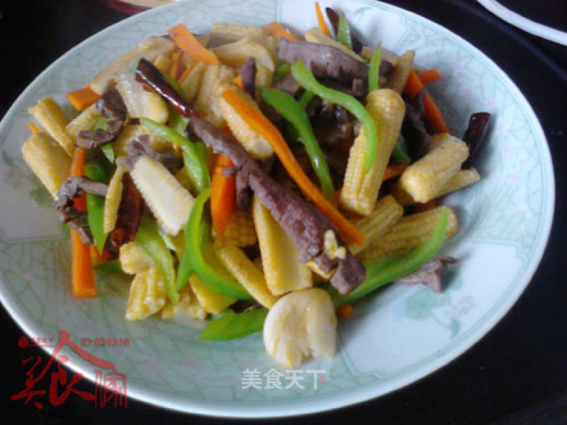 Stir-fried Pork Heart with Baby Corn recipe