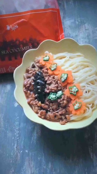 Cold Noodles with Minced Meat and Sea Cucumber recipe