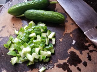 Fried Rice with Cucumber Sausage and Egg recipe