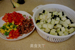Stir-fried Diced Eggplant with Bacon with Millet Pepper recipe