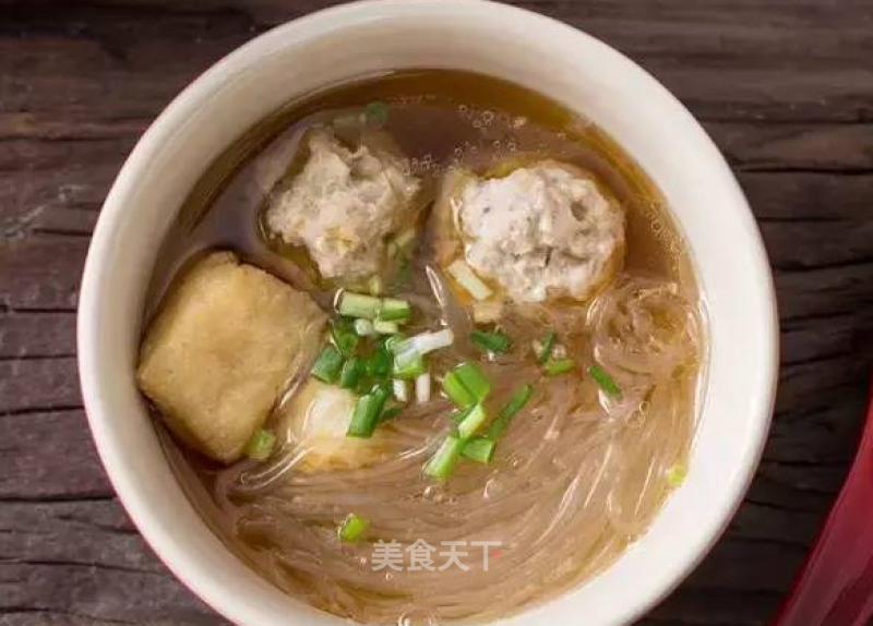 Oily Tofu Meatballs Vermicelli Soup recipe