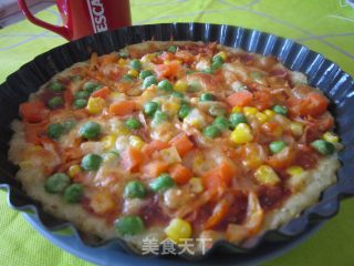 Rural Pizza with Potato Bottom and Shredded Chicken recipe