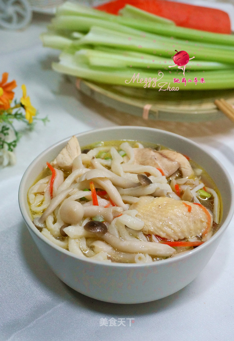 Chicken Wing Mushroom Soup Hand Rolled Noodles recipe