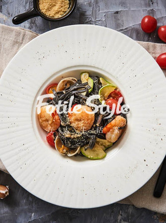 Pasta with Seafood and Cuttlefish Sauce recipe