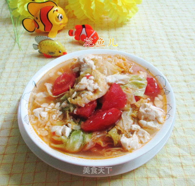 Boiled Tofu with Tomato and Cabbage