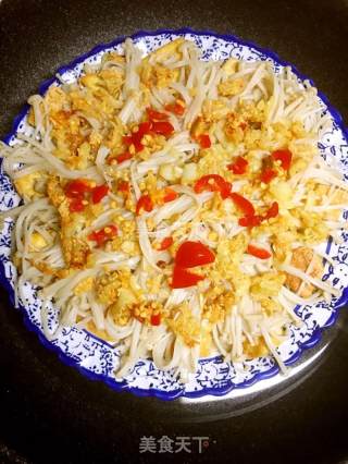 Steamed Enoki Mushrooms with Garlic Tofu recipe