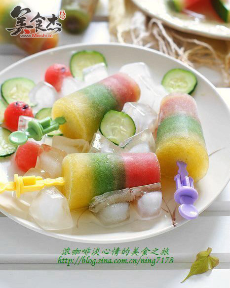 Three-color Fruit and Vegetable Popsicle recipe