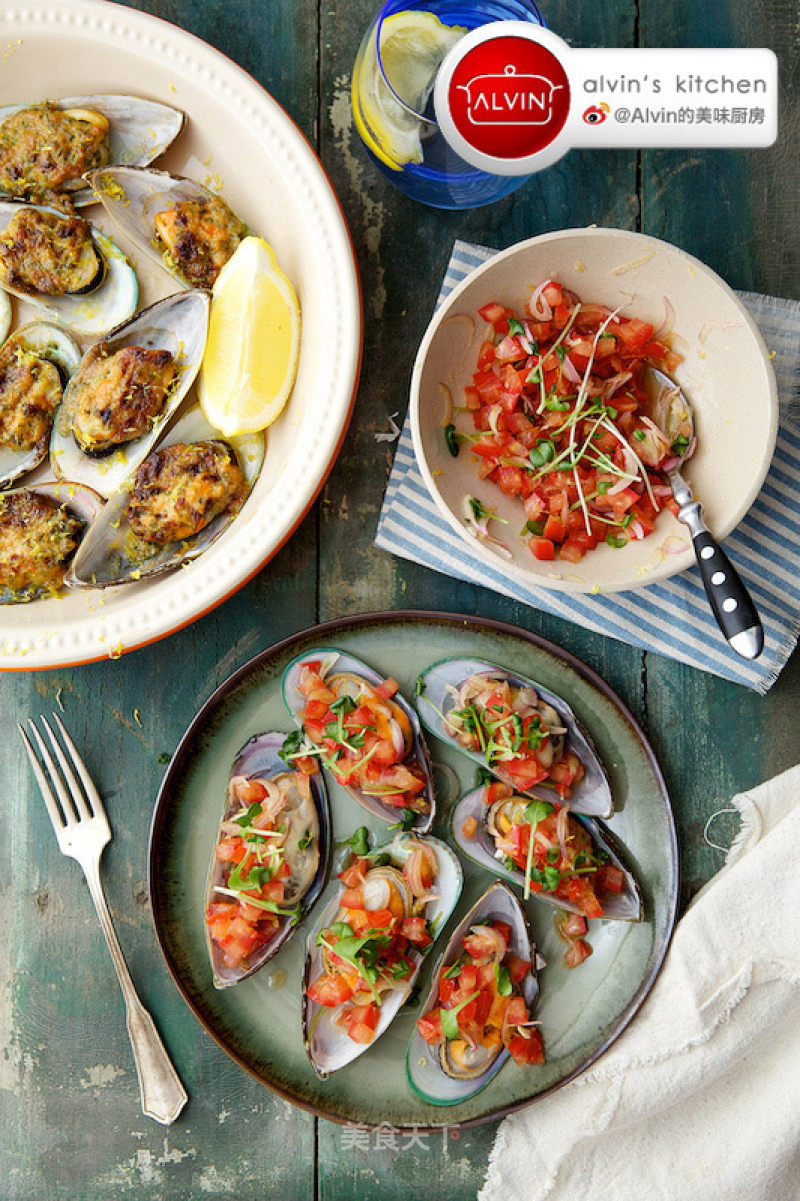 Mussels with Butter Miso Sauce and Tomato Salsa recipe