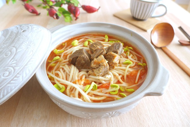 Tomato Beef Sour Noodle Soup recipe
