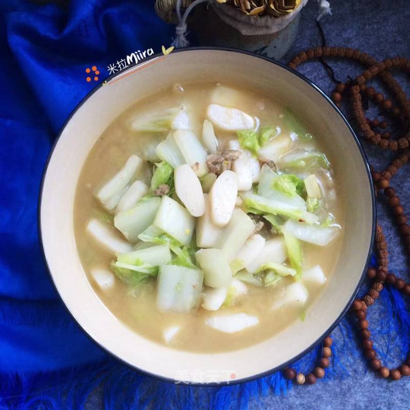 Braised Rice Cake with Minced Meat and Cabbage recipe
