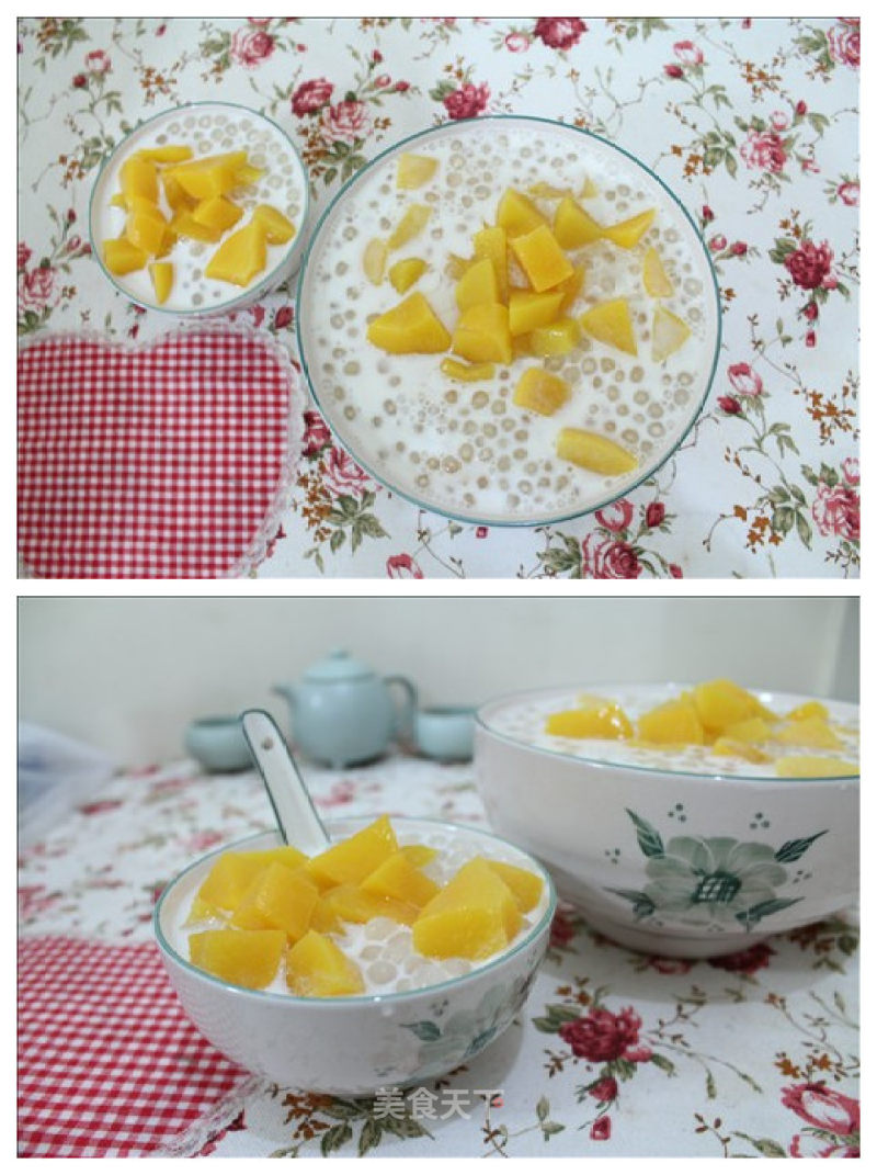 Yellow Peach Milk Sago recipe