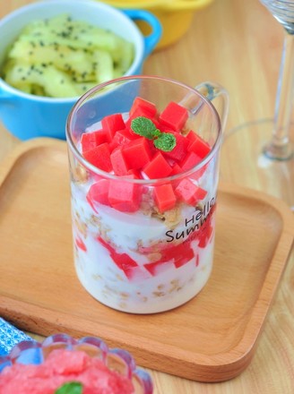 Watermelon Pudding Yogurt Cup recipe