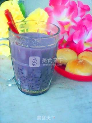 Purple Sweet Potato Milk Tea with Sago recipe