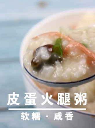 Congee with Preserved Egg and Ham recipe