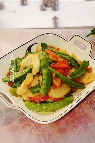 Fried Yam with Snow Peas recipe
