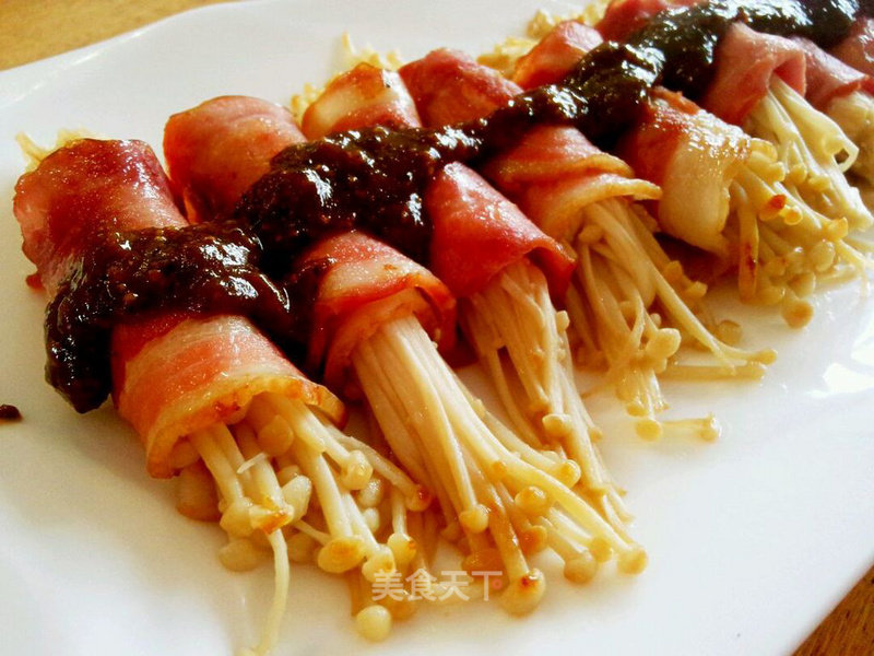 #aca烤明星大赛#bacon and Enoki Mushroom Roll recipe